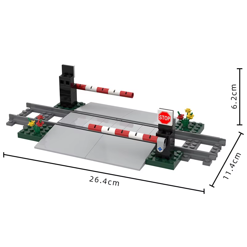 MOC – accessoires de voie de Train urbain, barrière, blocs de construction de croisement de voie de 