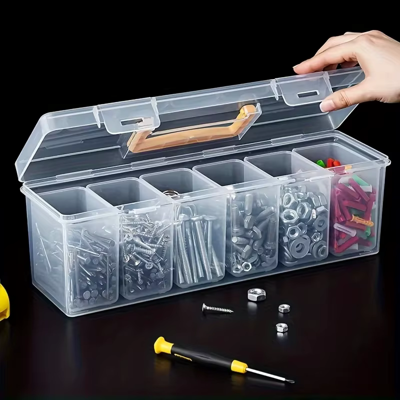 Boîte à outils multifonctionnelle pour la maison, 7 pièces, boîte de rangement d'outils portable tra