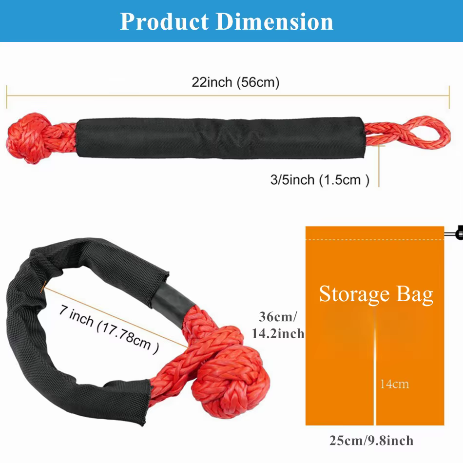 2 paquets de manilles souples synthétiques avec sac de rangement, 41,000 lb, force de rupture maxima