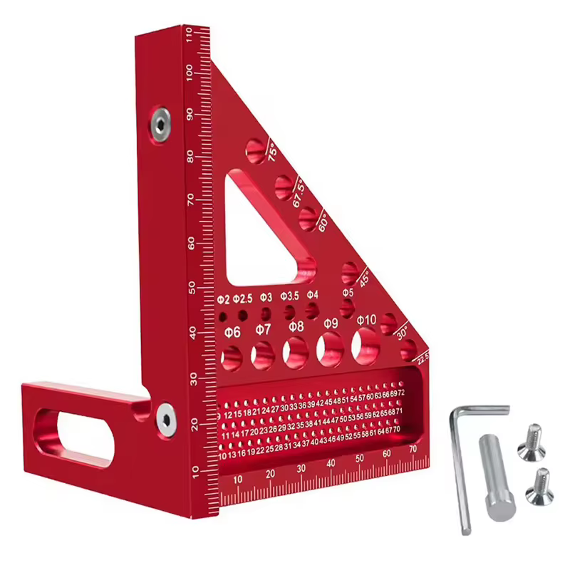 Rapporteur carré pour le travail du bois, règle de mesure multi-angle, règle triangulaire en alumini