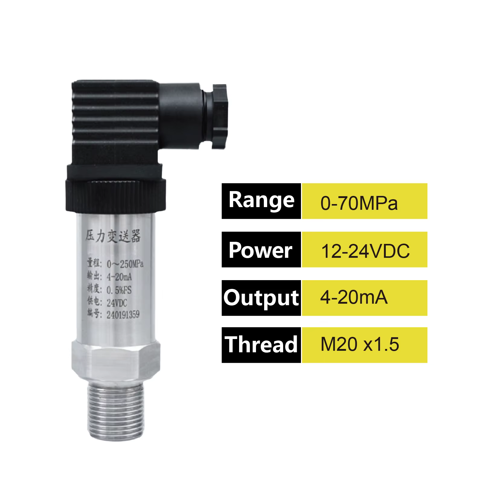 Transmetteur de pression hydraulique PCM300 160/250/400MPa Capteur de pression huile anti-choc 12-24