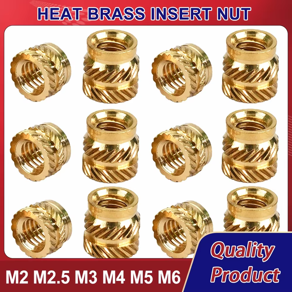 Inserts en laiton M2, M2.5, M3, M4, M5, M6, à fusion à chaud, moletés, pour injection, inserts en cu
