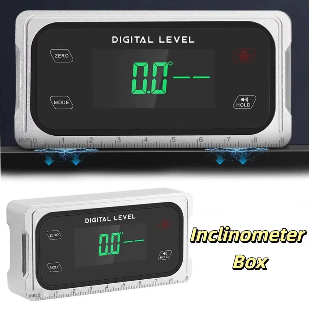 Jauge d'angle numérique à affichage numérique 4 x 90 °   Protractor électronique étanche avec base m