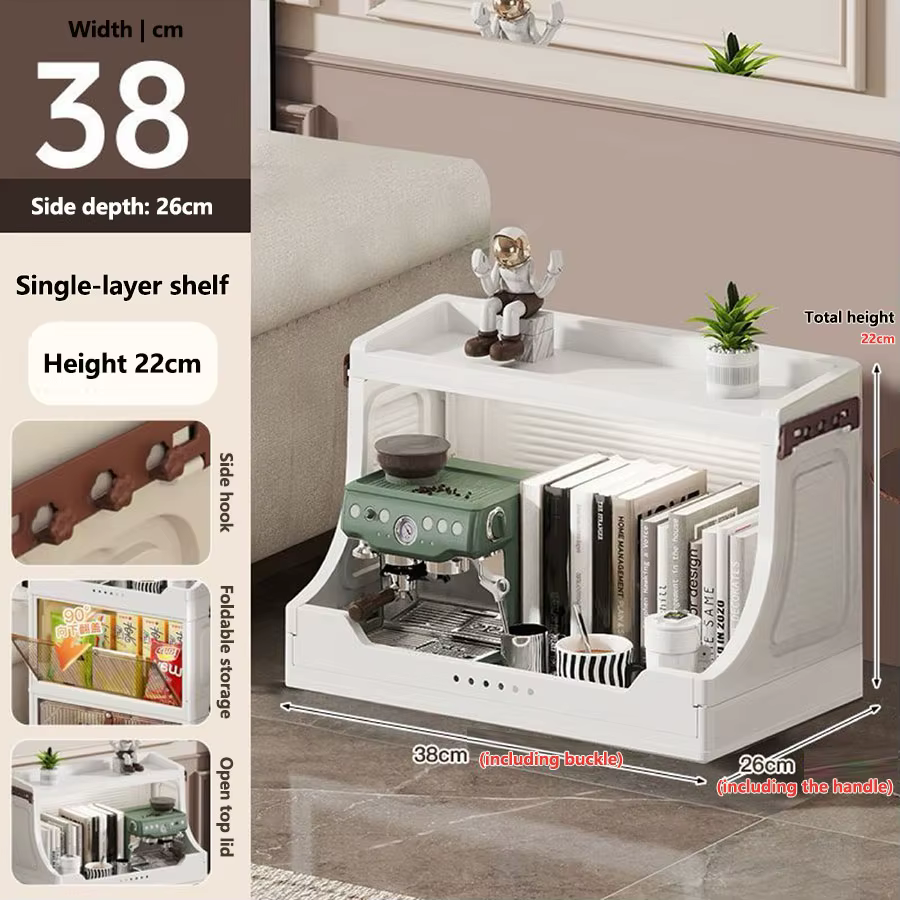 Armoire de rangement sur pied multicouche, couvercle pliable en plastique, organisateur de salle de 