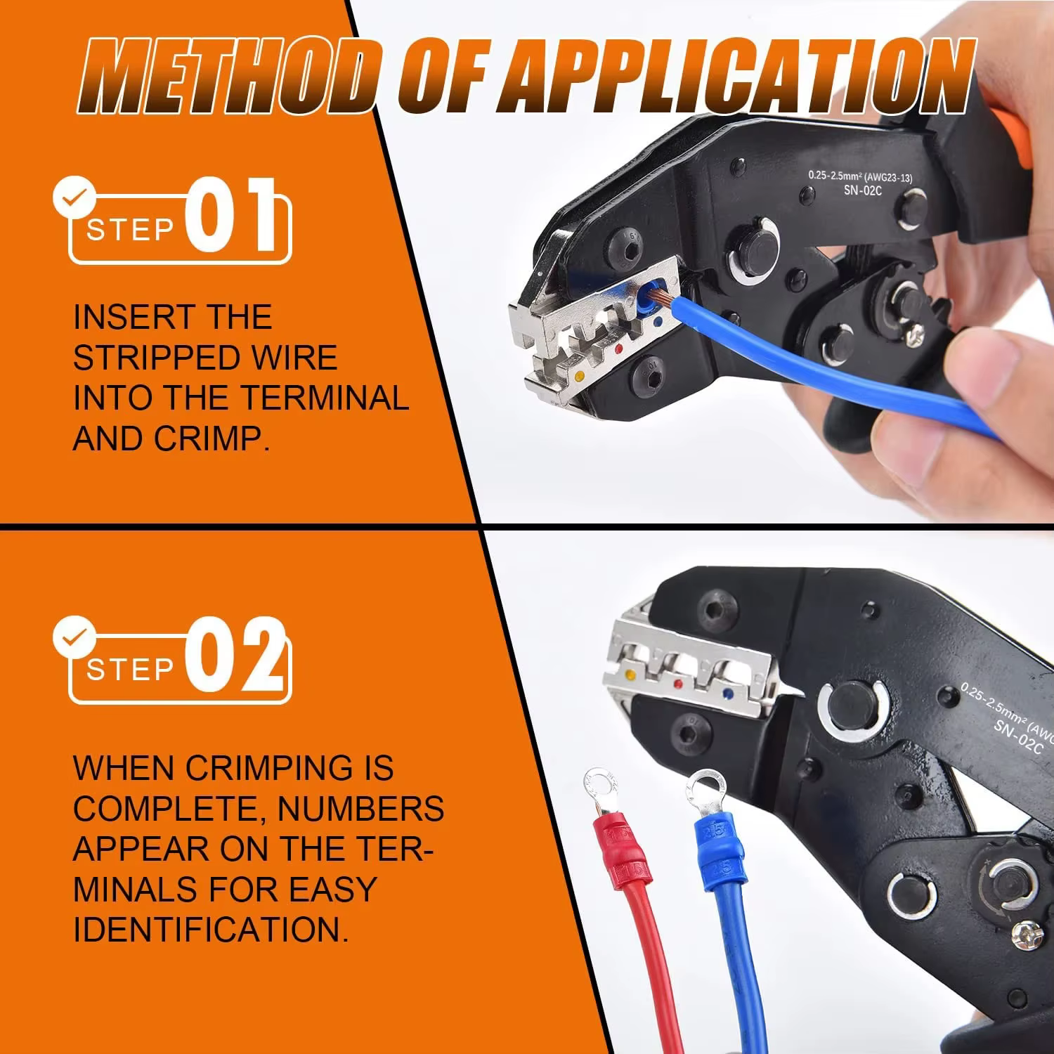Ensemble d'outils de sertissage de fil SN-02C, connecteurs électriques de fil isolé, bout à sertir,