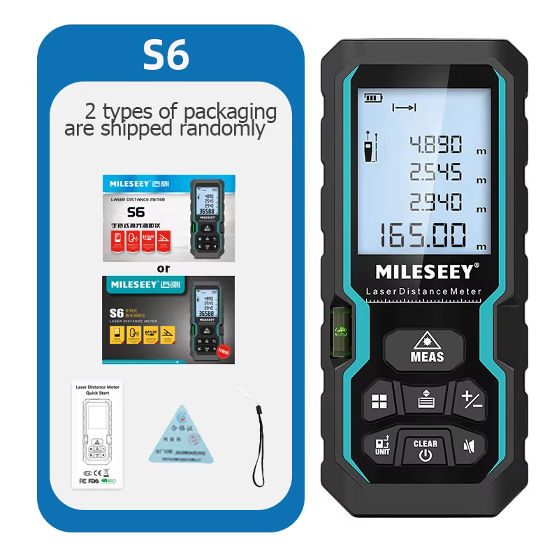 MILESEEY metre laser, telemetres laser, IP54 Mètre ruban laser 40M 60M 80M 100M , règle électronique