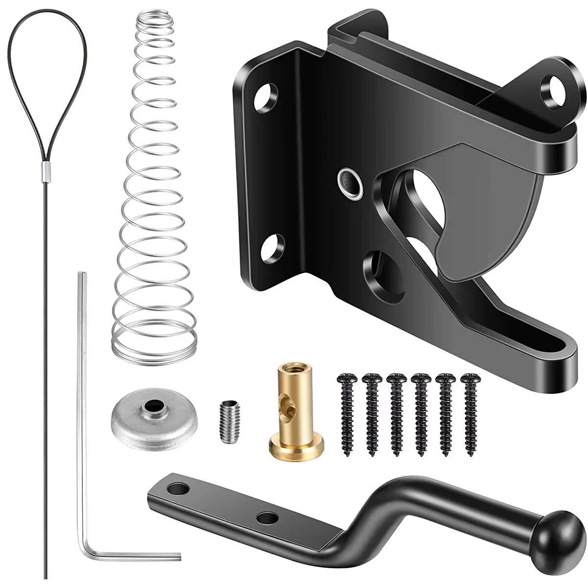 Loquet de porte de clôture monté sur poteau en acier au carbone, loquet de porte autobloquant, levie