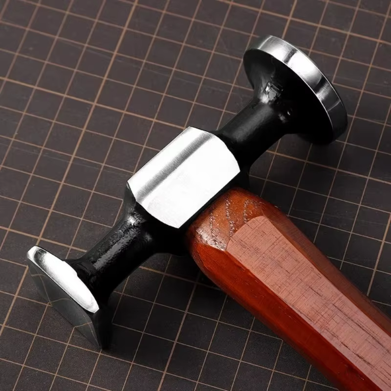 1 pièce Marteau à cuir professionnel en acier au carbone à double tête, marteau de maroquin à surfac