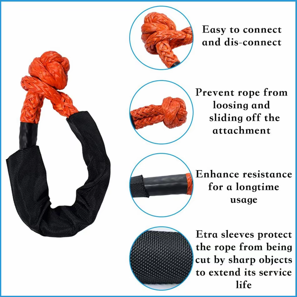 2 paquets de manilles souples synthétiques avec sac de rangement, 41,000 lb, force de rupture maxima