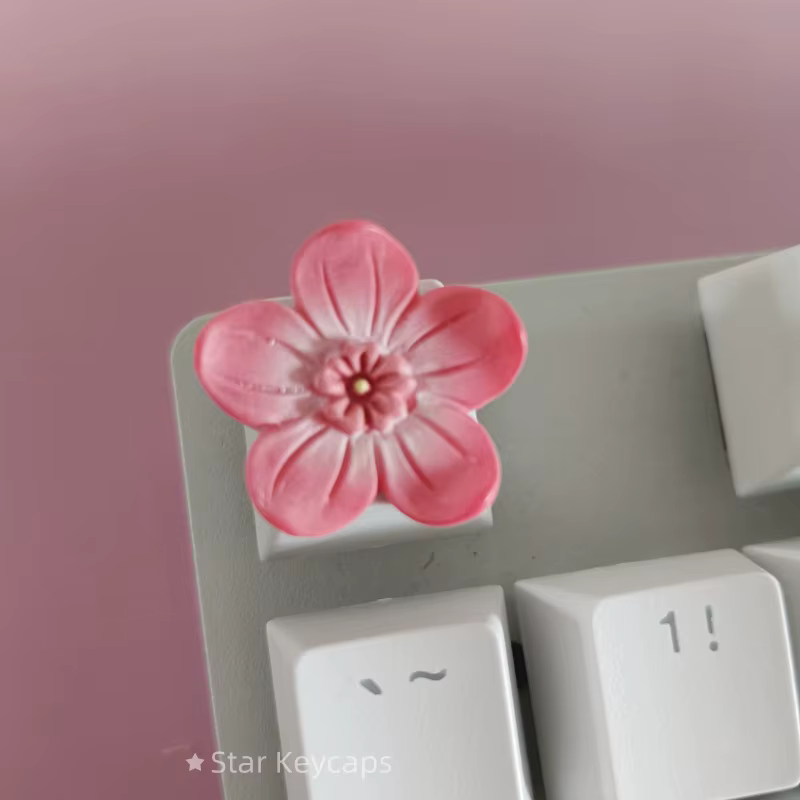 Capuchons de touches de clavier Sakura rose personnalisés, capuchons de touches artisanaux à fleurs 