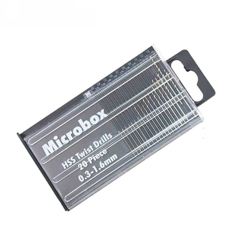 20 pièces/ensemble 0.3mm-1.6mm Mini jeu de forets hélicoïdaux en acier rapide ensemble de forets Mic