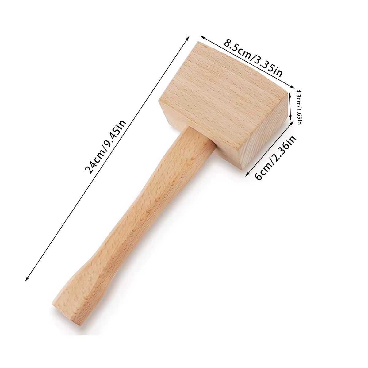 Maillet en bois, manche ergonomique, maillet en bois polyvalent pour le travail du bois, l'artisanat