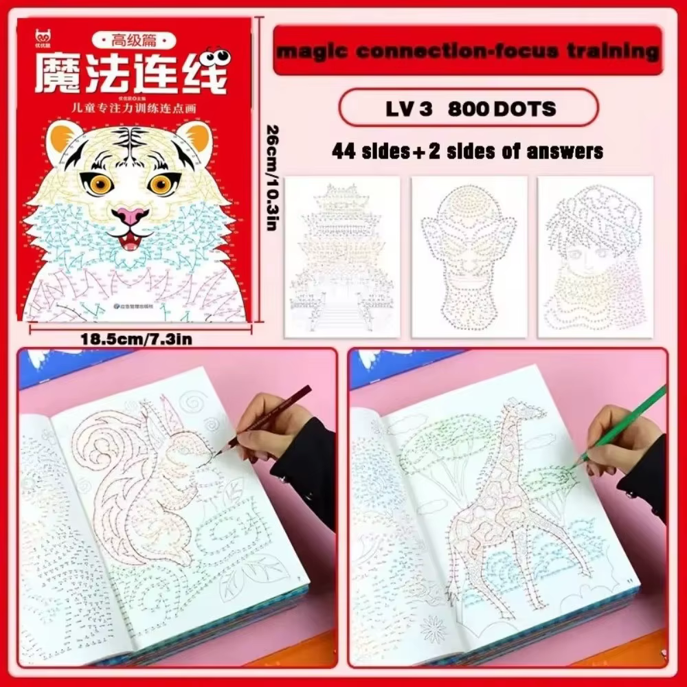 Livre de dessin connecté numérique, 44 modèles, 3 niveaux de difficulté, contrôle du stylo, lignes m