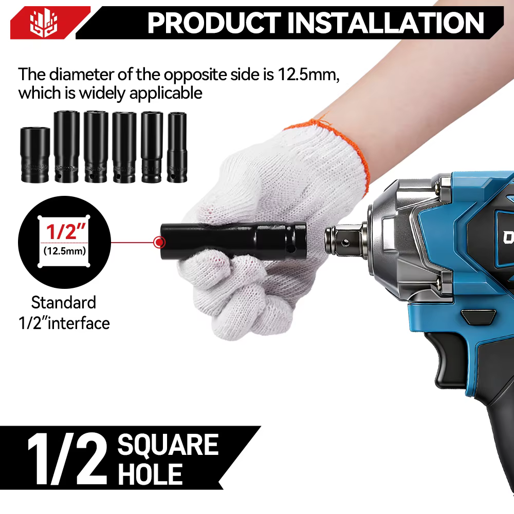 ONEVAN 1200N.M clé à chocs électrique sans brosse 1/2 pouces clé dynamométrique sans fil tournevis o