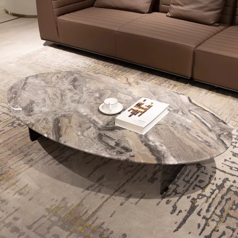 Table basse ovale nordique Design organisateur Tables minimalistes italiennes marbre Premium Mesa De