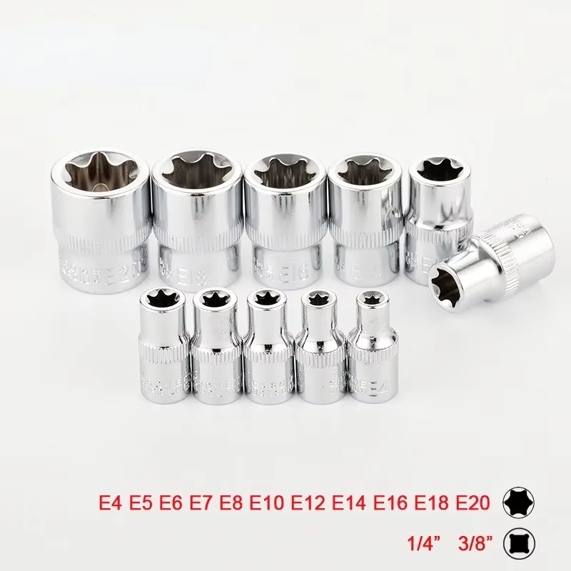 Jeu de douilles étoile 1/4 "3/8", 11 pièces, tête de clé à douilles femelle de Type E E4 E5 E6 E7 E8