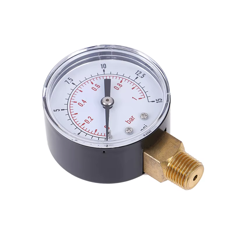 Manomètre basse pression pour carburant, air, huile, gaz, eau, 50mm, 0-15 PSI, 0-1 bar, 1/4 BSPT