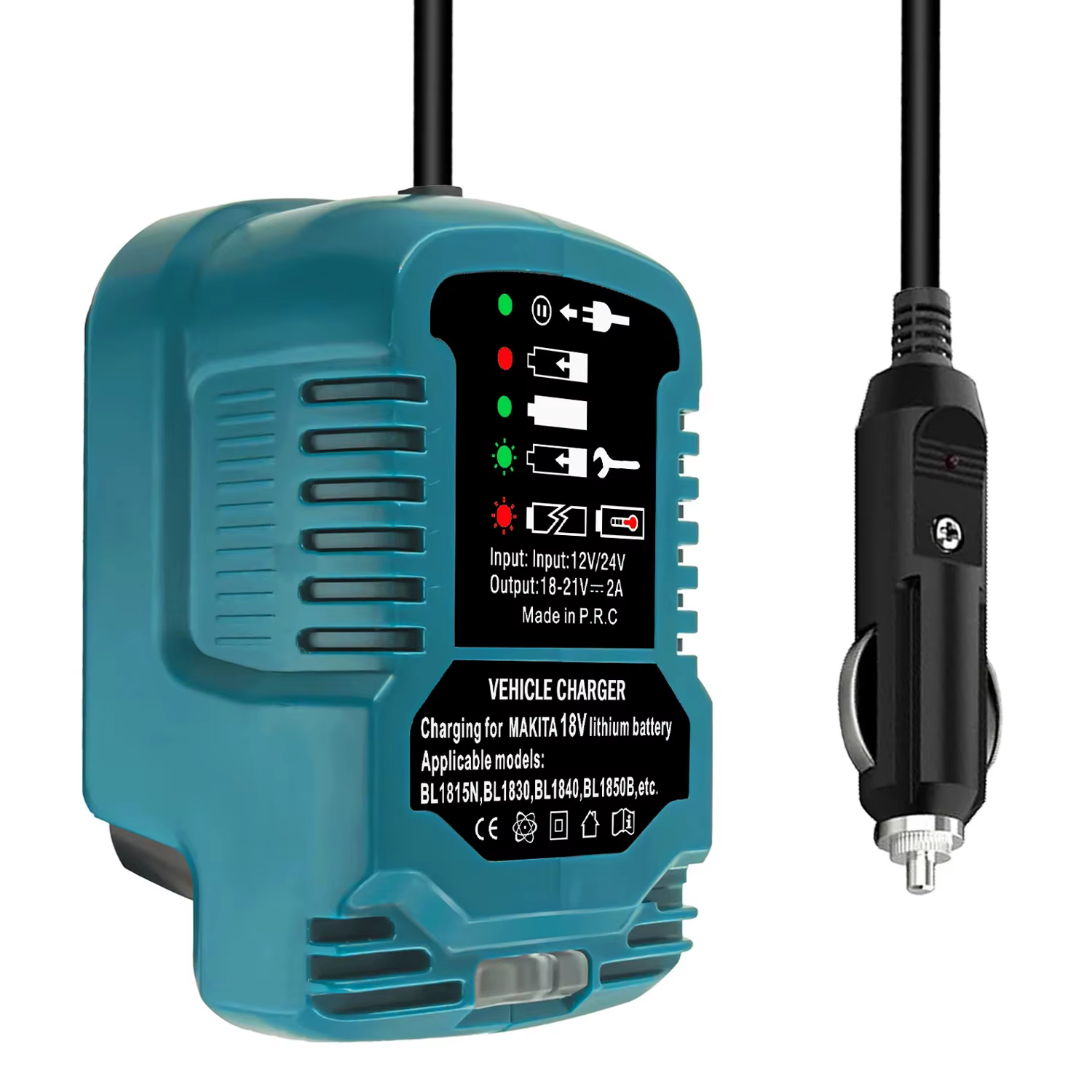 Batterie Li-ion DC 12V/24V, Mini chargeur de voiture Compact, prise allume-cigare avec LED pour batt