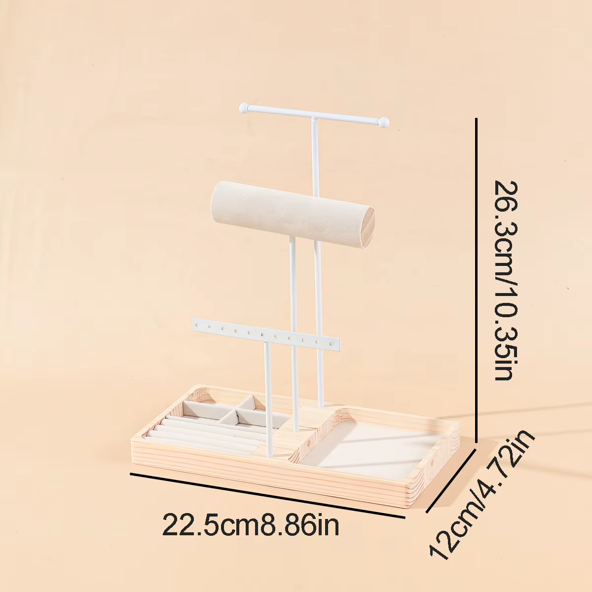 Organisateur de porte-colliers Simple en bois et métal, conception sectionnée, pratique et décoratif
