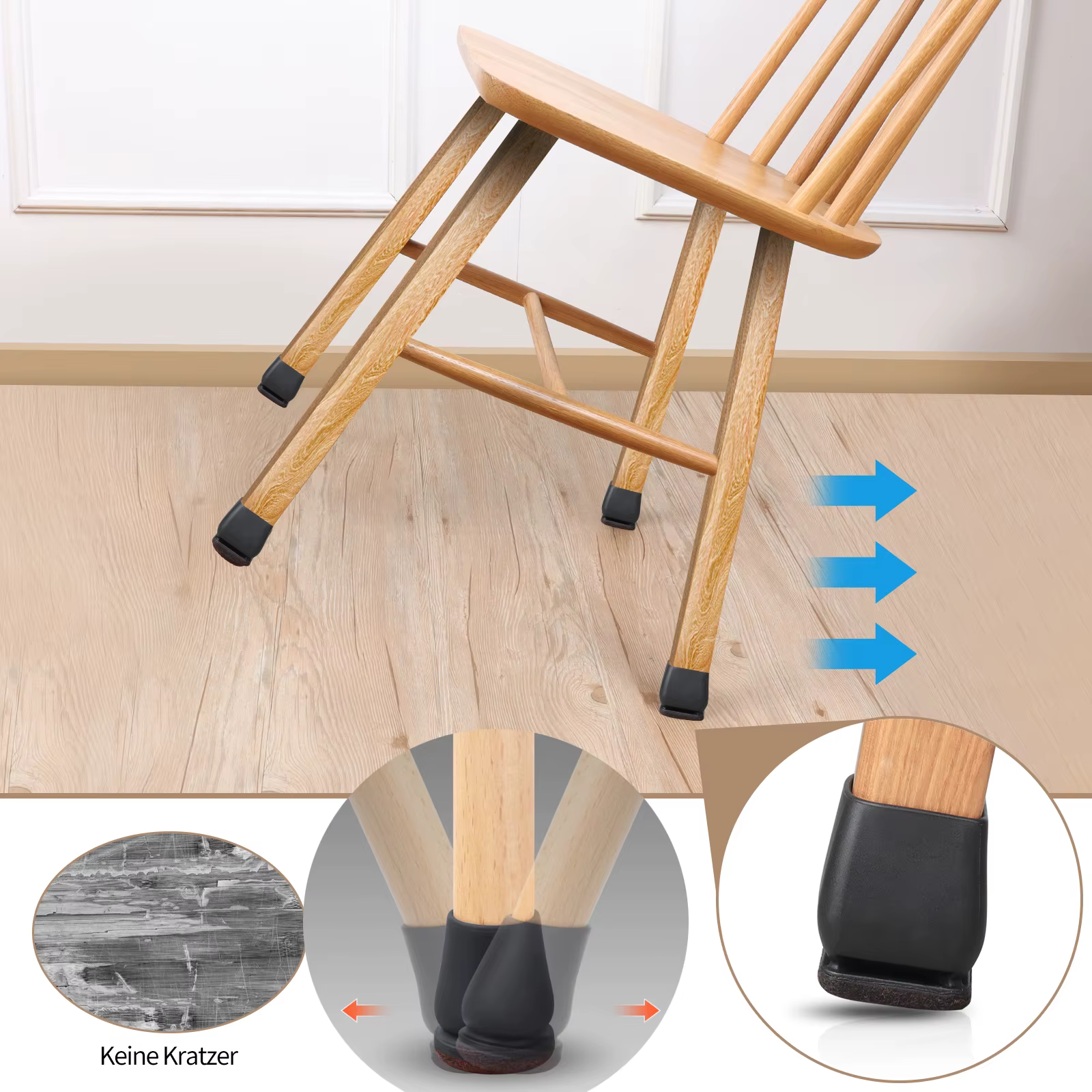 Protecteur de sol pour pieds de chaise, 8 pièces, couvre-pieds en feutre 15 ° Diagonal avec coussi