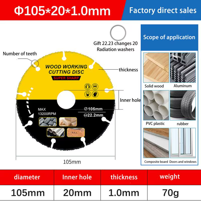105/110/115/125mm disque de scie multi-outil coupe-bois meuleuse d'angle pour lames de scie en carbu