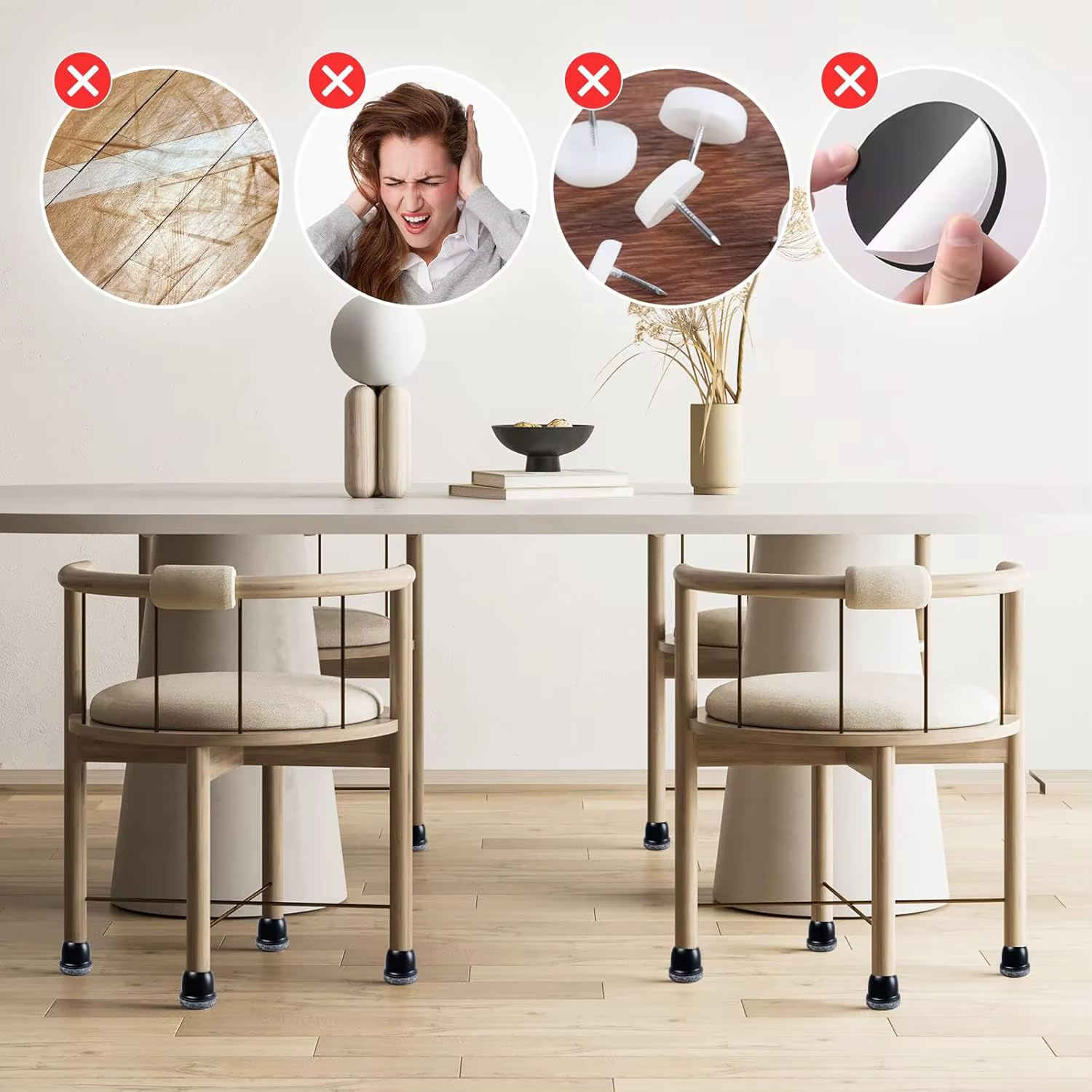 Protecteurs de sol pour pieds de chaise, couvre-pied en feutre, diagonale en Silicone avec coussinet