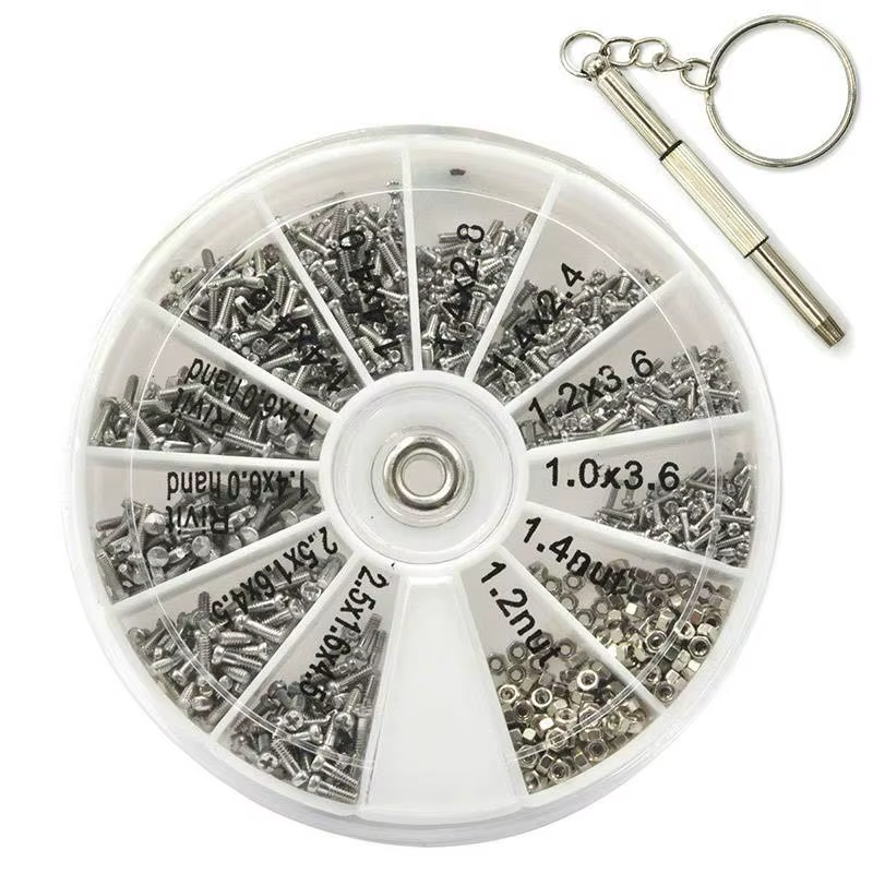 Kit d'assortiment d'écrous et de petites vis, 12 types de vis M1 M1.2 M1.4 M1.6 pour montres, outils
