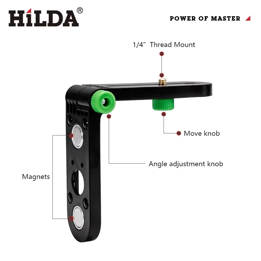 HILDA Mini support mural de niveau laser réglable 180 °   Support mural pour niveaux Laser à filetag
