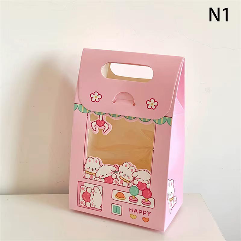 Boîtes à bonbons à fenêtre transparente de dessin animé, boîte à bonbons pour fête d'anniversaire, c