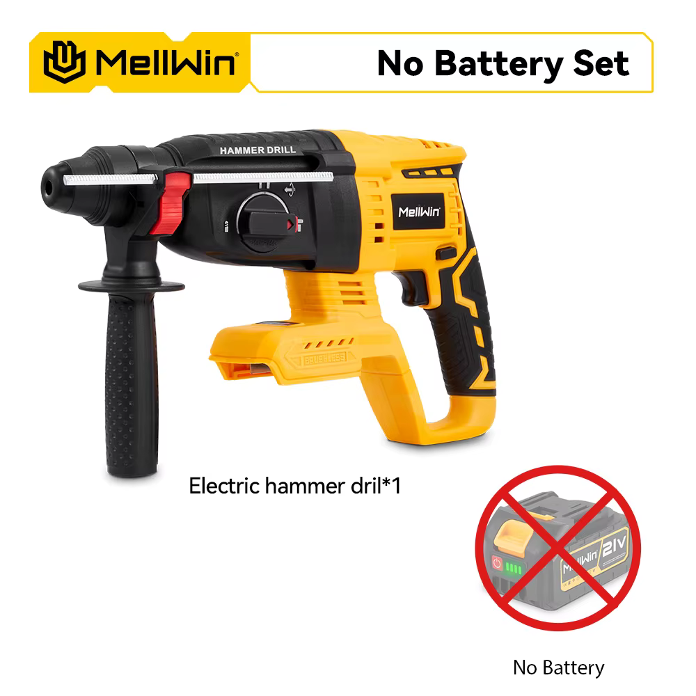 MELLWIN 3 en 1 marteau électrique sans brosse marteau à percussion multifonction pour acier béton bo
