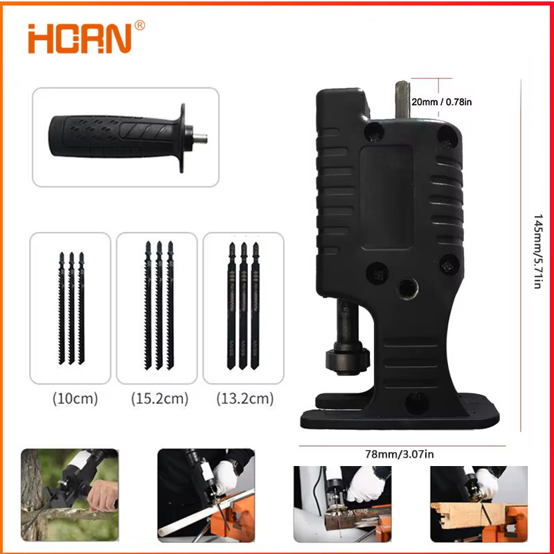 Adaptateur de perceuse à scie électrique alternative portable avec 3 lames de scie pour la découpe d