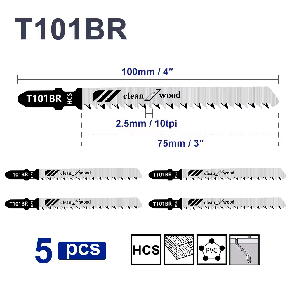 CMCP lame de scie sauteuse 5 pièces T101BR jeu de lames de scie sauteuse tige en T lames de scie ass