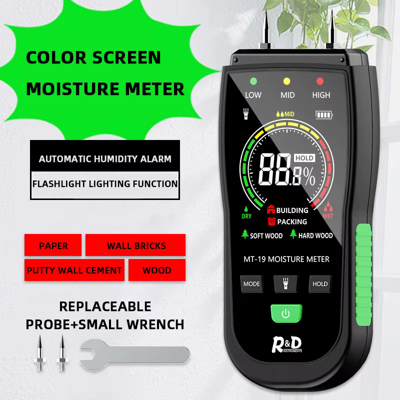 Humidimètre pour bois, écran couleur MT19, testeur de teneur en humidité murale, détecteur d'humidit