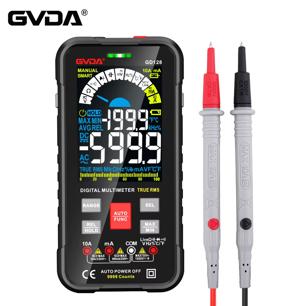 GVDA-Multimètre numérique intelligent à plage automatique, testeur de compteur, 9999 points, 1000V, 