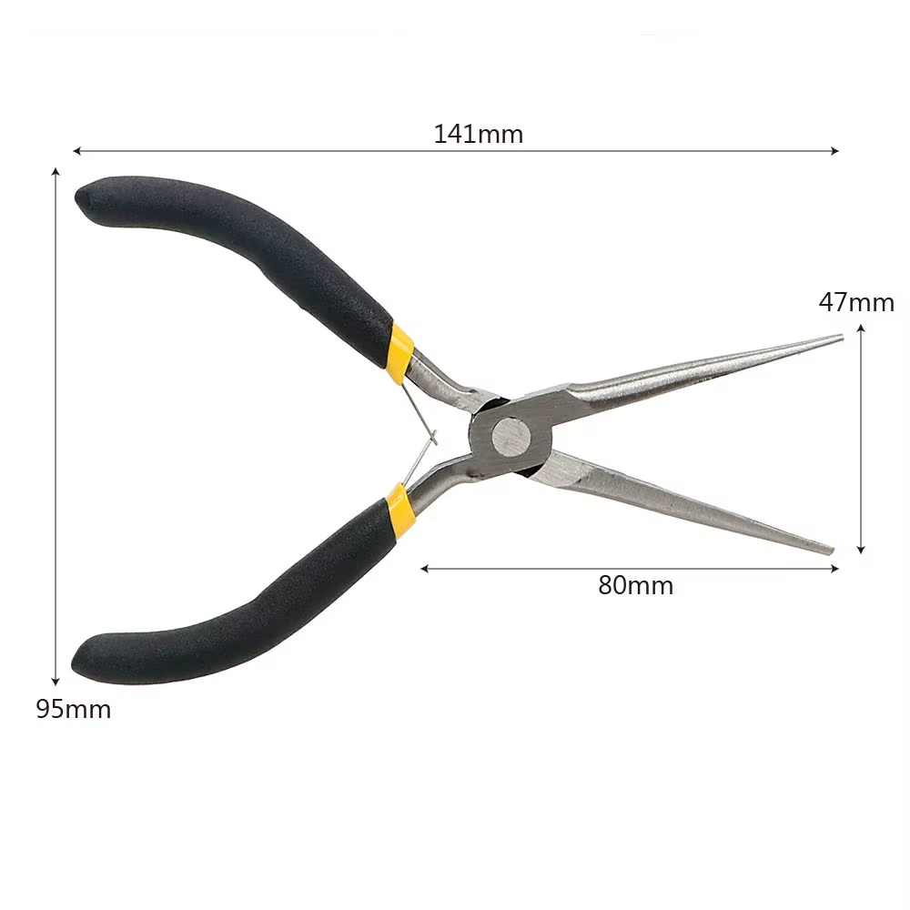 Pince à bec long 45 # Outils à main en acier, outils de réparation d'électricien, dénudage, coupe, s