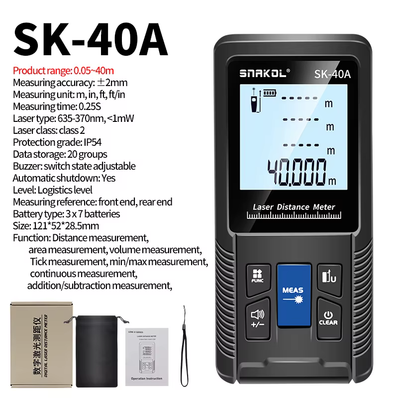 Snakol-Télémètre laser numérique 40m 50m 70m 100m 120m, ruban à mesurer, règle de roulette Trena