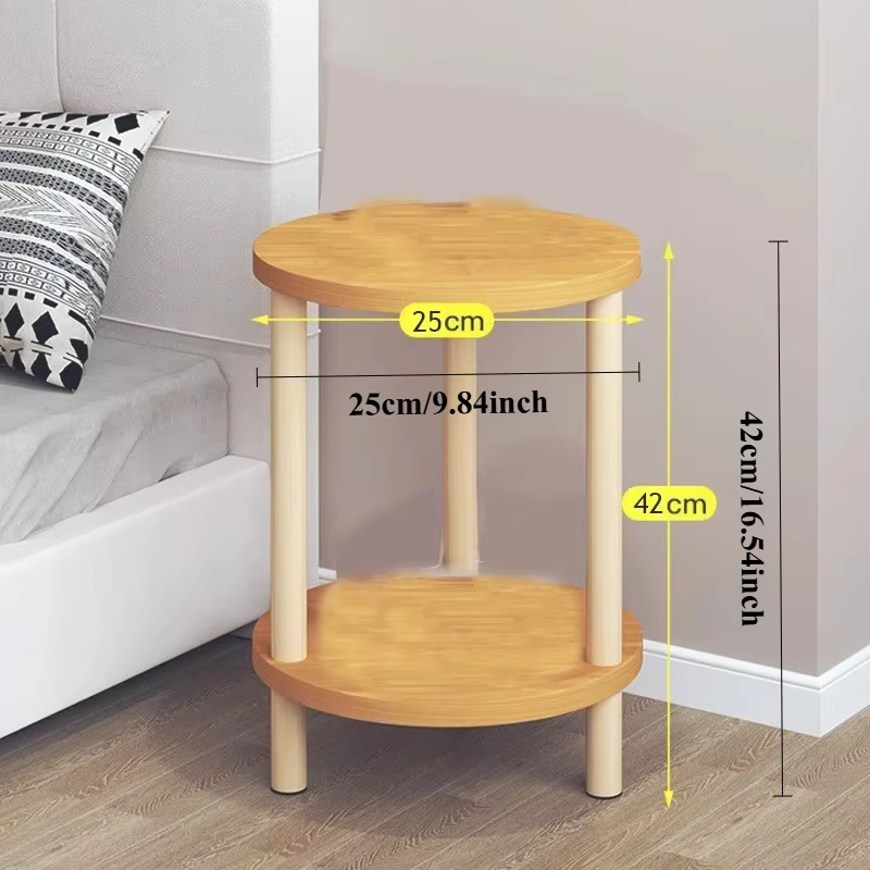 Table de chevet moderne en bois, ronde ou carrée, double niveau, pour la maison, le bureau, la chamb