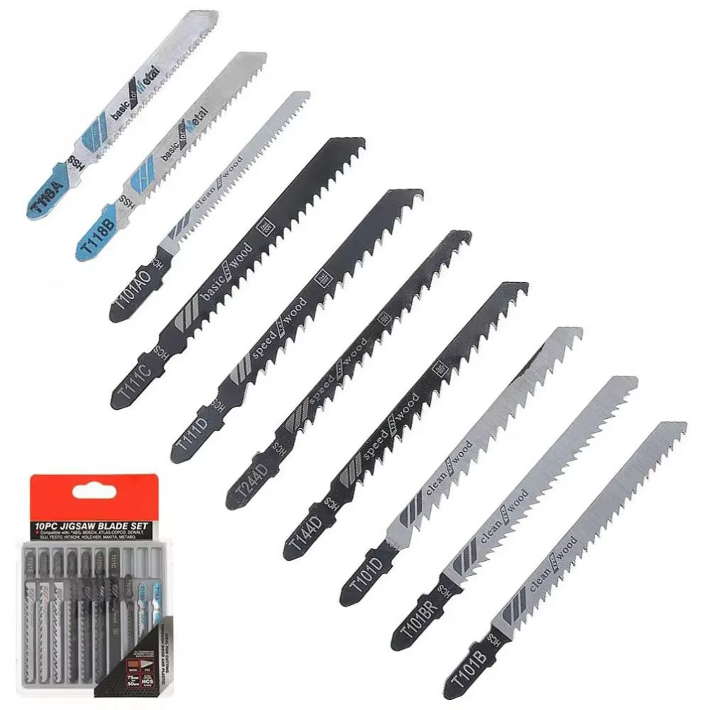 STONEGO 10 pièces lame de scie alternative lames de scie sauteuse pour coupe du bois/métal outils de