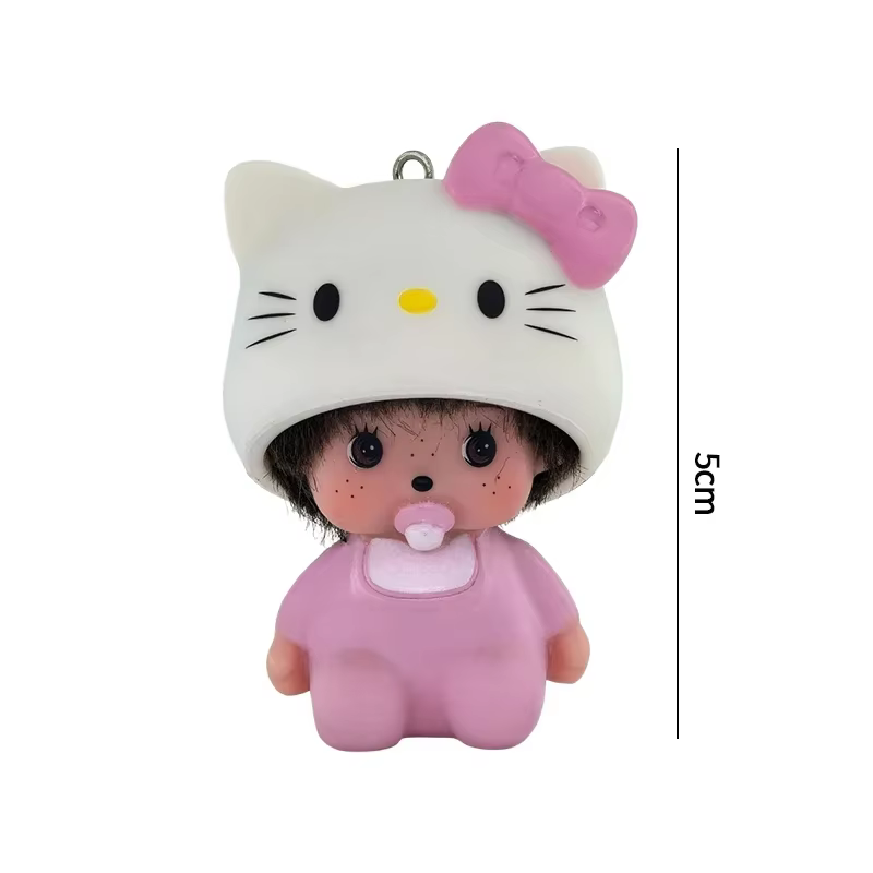 Porte-clés Hello Kitty en vinyle, figurine anime, mignon dessin animé, pendentif de voiture, ornemen