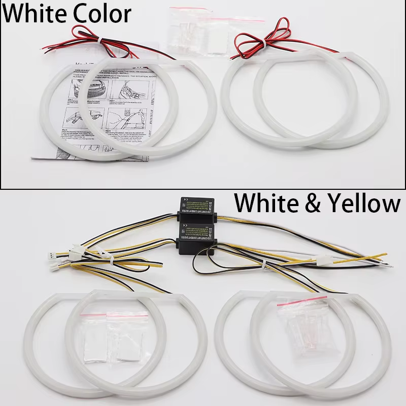 Pour BMW série 5 E39 525i 528i 530i 540i blanc jaune double et blanc coton LED Angel Eyes Kit anneau