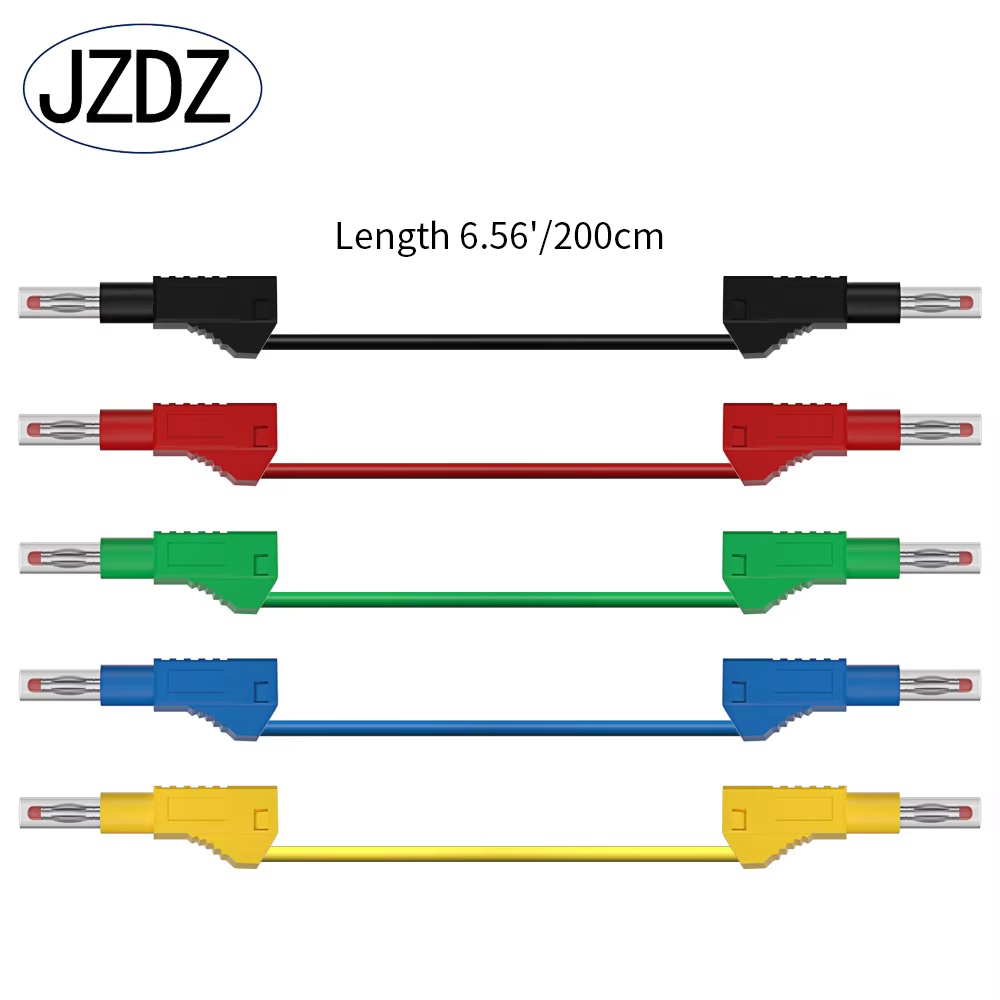 JZDZ 200CM 5 pièces sécurité rétractable 4MM fiche banane multimètre fils de Test câble ligne fil ou
