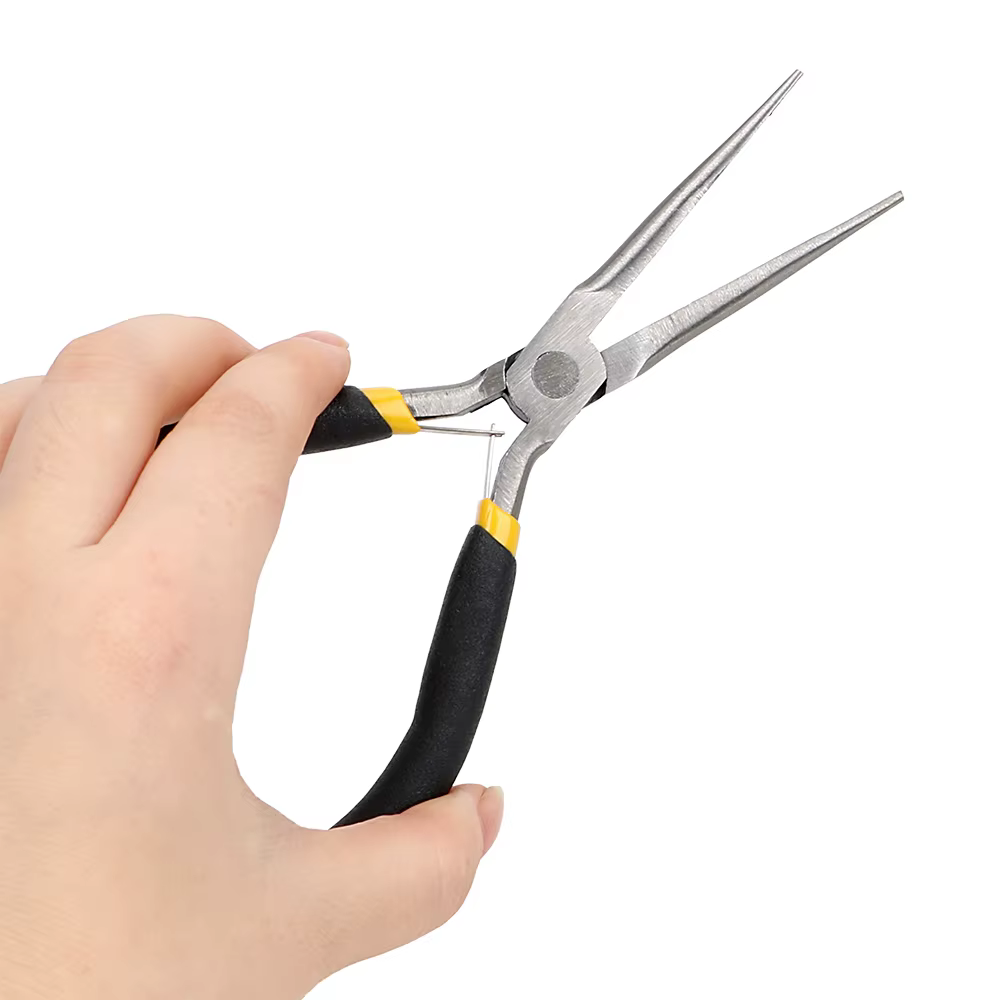 Pince à bec long 45 # Outils à main en acier, outils de réparation d'électricien, dénudage, coupe, s