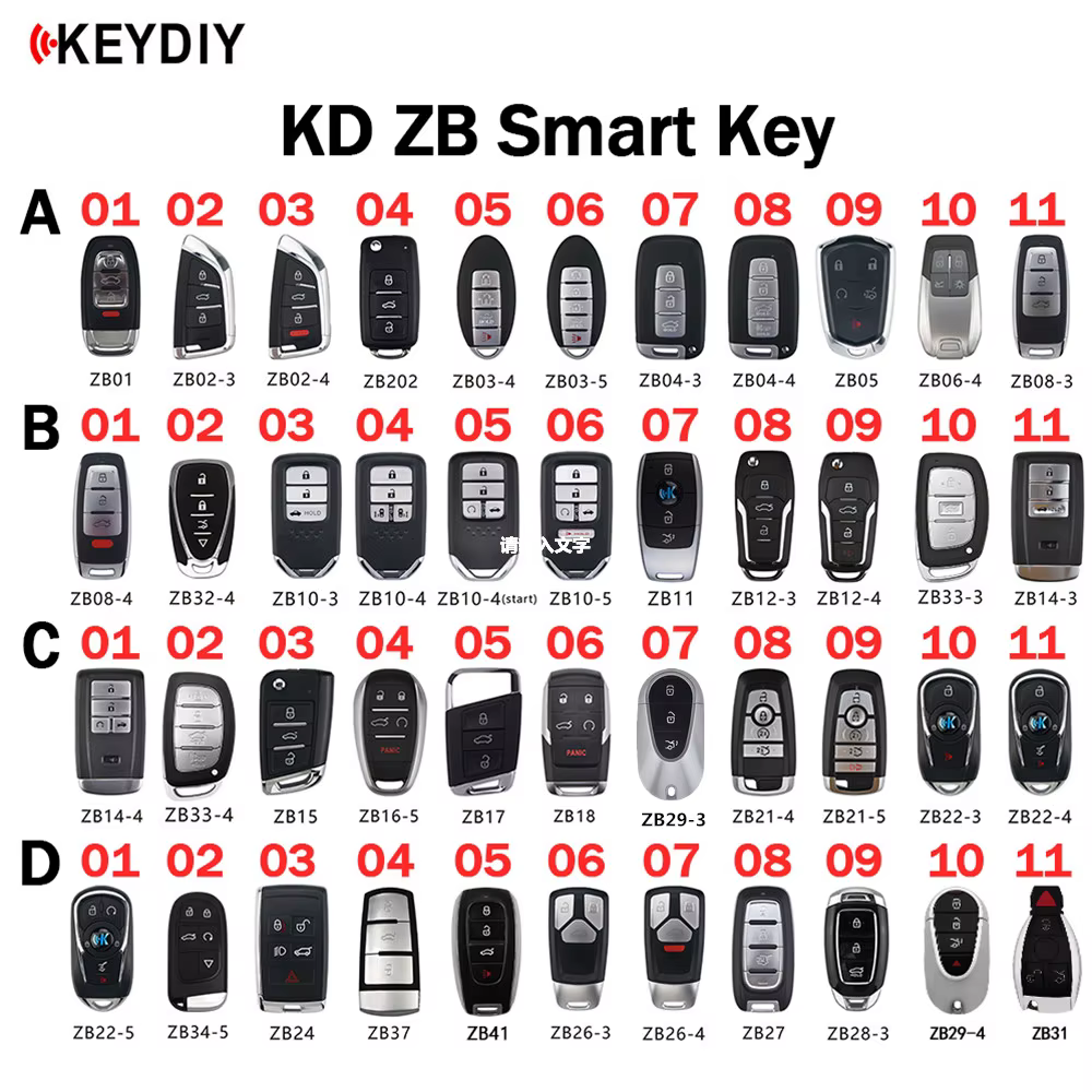 KEYDIY KD clés intelligentes ZB télécommandes ZB01/02/03/04/05/06/08/10/11/12/15/16/17/21/22/24/27/2