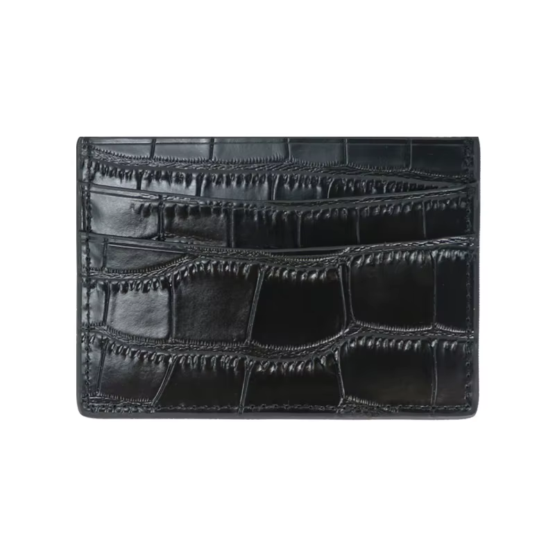 Lettres personnalisées gratuites en cuir véritable motif Crocodile porte-carte hommes femmes étui po