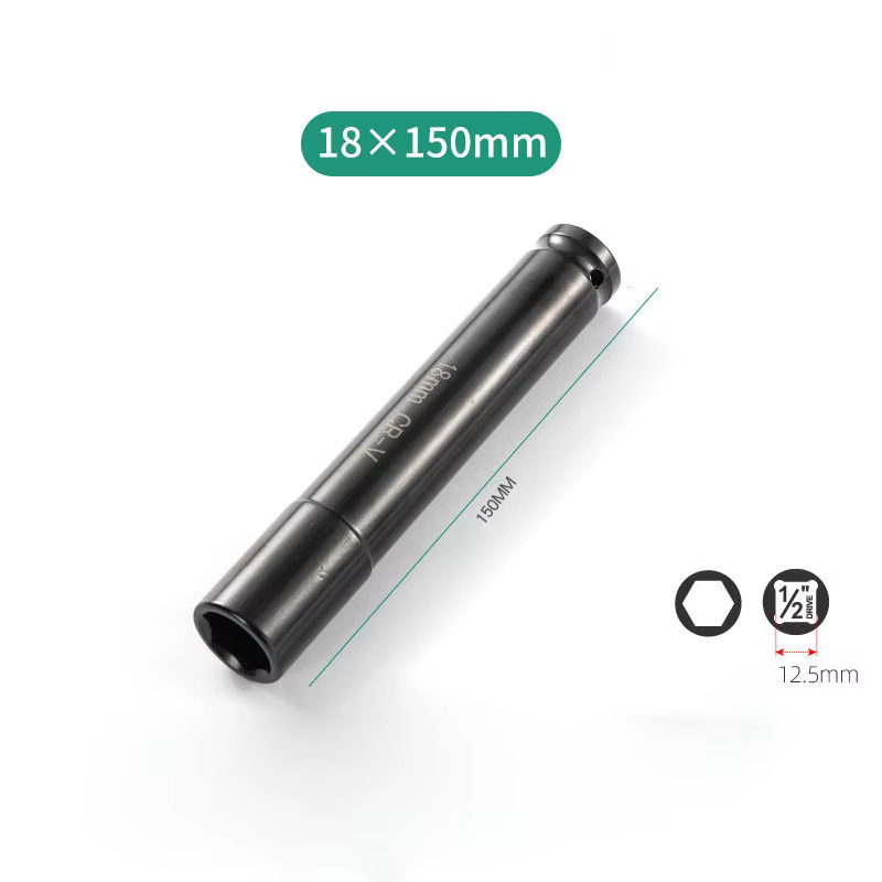 Clé à douille à 6 points à Impact profond de 150mm de Long, adaptateur d'entraînement de 1/2 pouces,