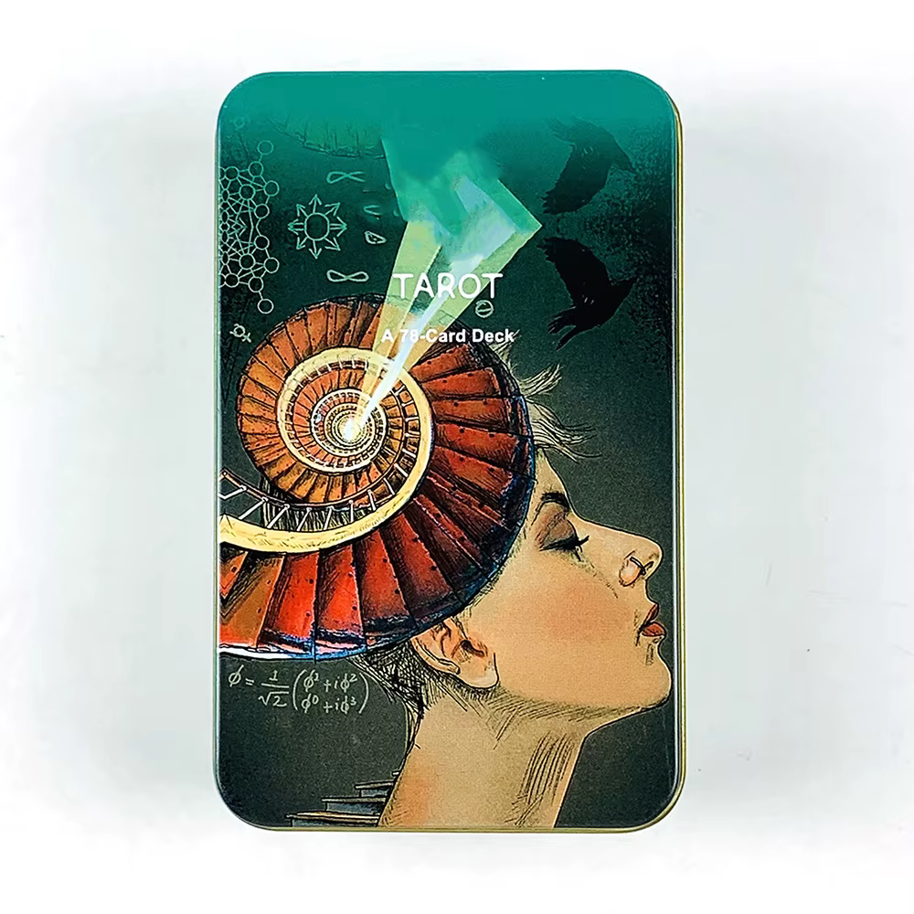 Cartes de tarot en boîte métallique, 78 cartes de tarot de haute qualité et boîte en étain avec bord