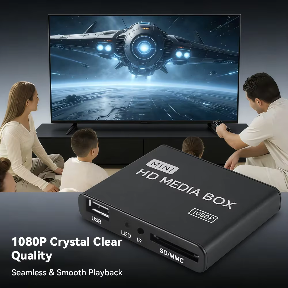 Lecteur multimédia Full HD 1080P avec prise en charge USB AV HD-Compatible, lecture MKV H.264 RMVB W