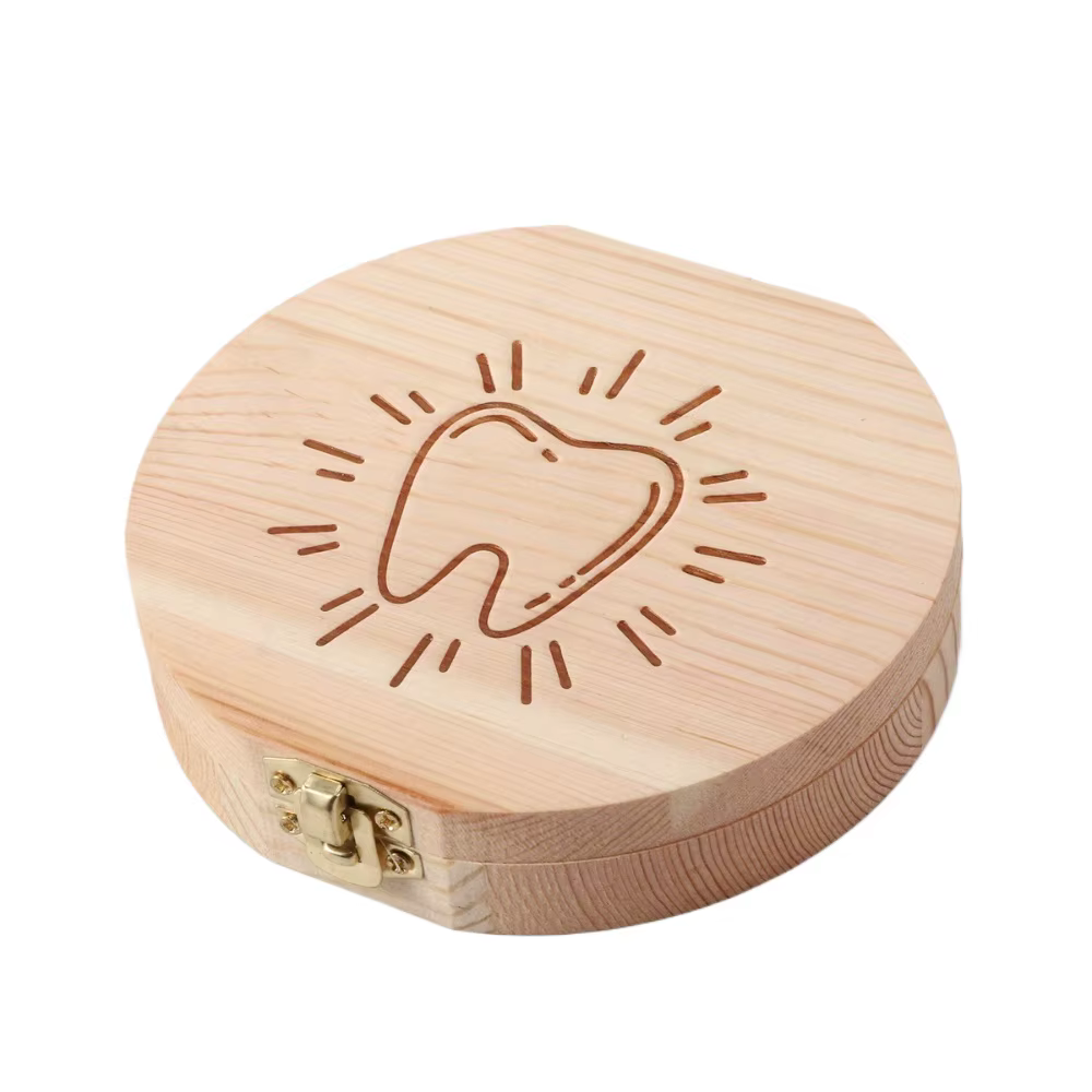 Boîte à dents de bébé en bois, boîte de dentition pour enfants, boîte de rangement pour souvenirs de