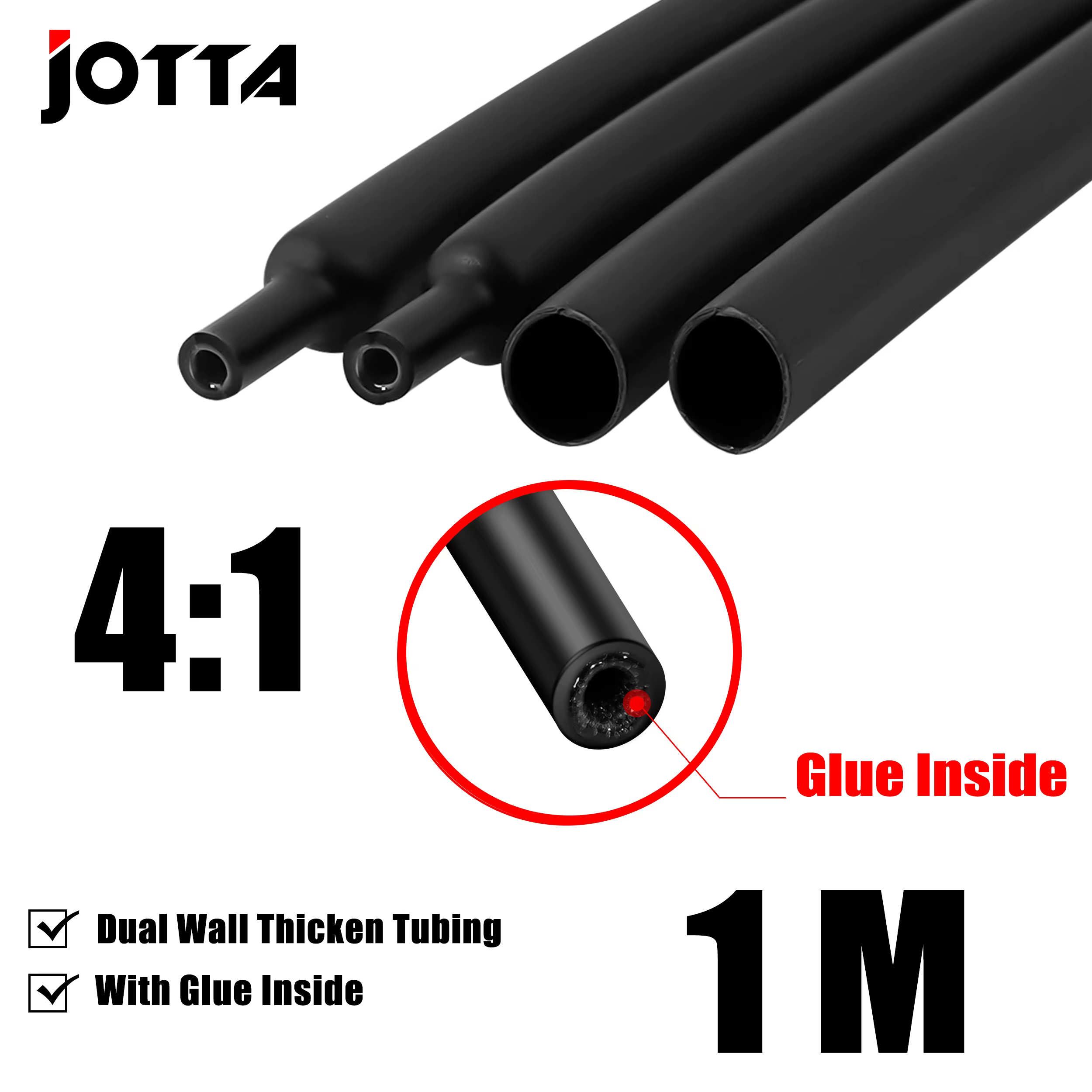 Tube thermorétractable 1M 4:1, avec colle, tube thermorétractile rétractable, double paroi 4 6 8 12 