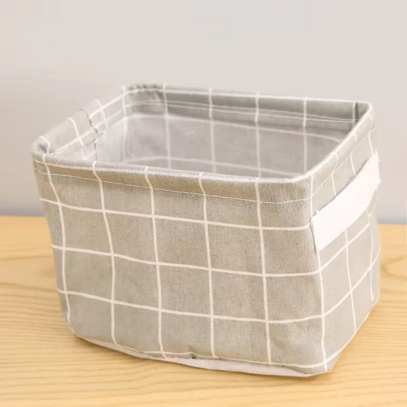 Panier de rangement en tissu avec poignée, panier de rangement de bureau imprimé, boîte de rangement